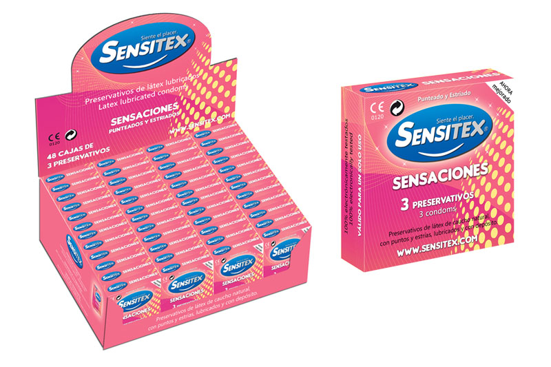 Sensitex Sensaciones - Expositor 48 Cajitas de 3 preservativos